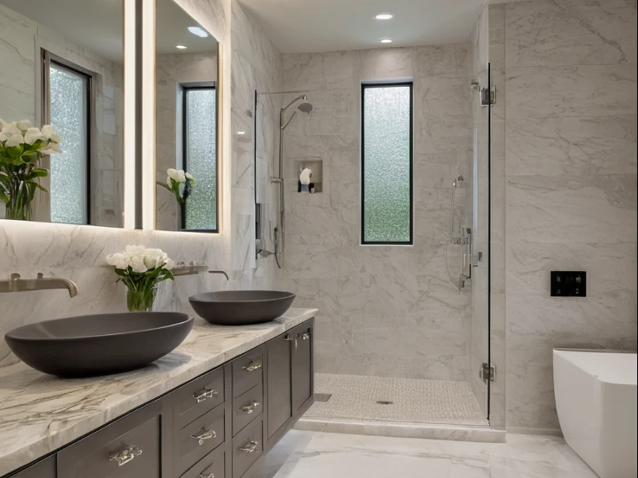 Modern bathroom remodel by Craftsman Home Improvement Inc.